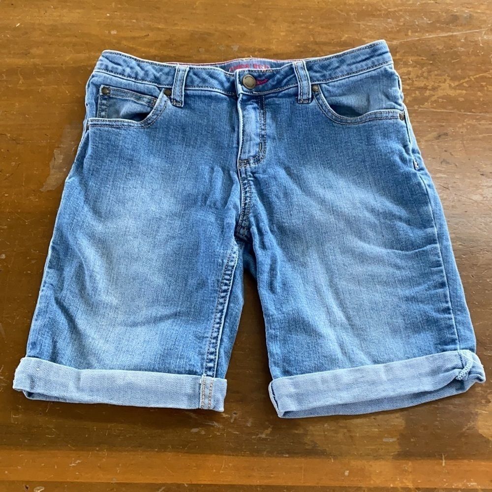 Lands’ End Rolled Hem Cuff Denim Jean Shorts Girls Sz 14 Youth Kids